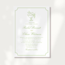 Convite de Casamento Quadro Elegante Citrino Verde