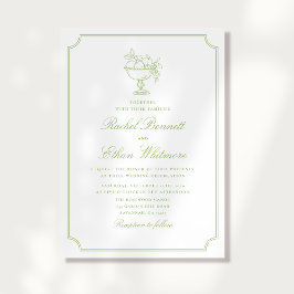 Convite de Casamento Quadro Elegante Citrino Verde