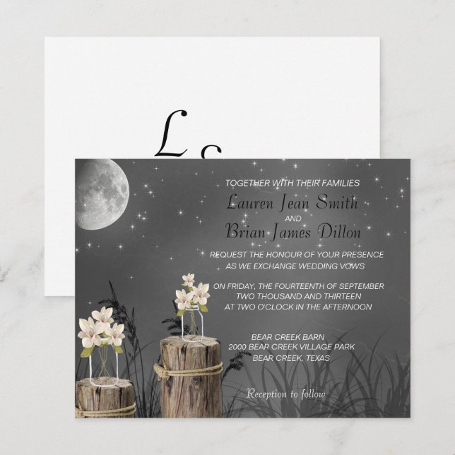 Convite de Casamento Quadro Negro com Jarro de Mas (Frente/Verso)