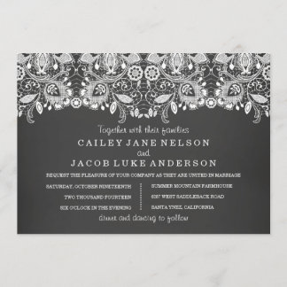 Convite de Casamento Quadro Negro e Renda