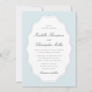 Convite de Casamento Quadro Ornate Azul Claro 📝 D