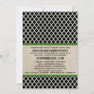 Convite de casamento Quatrefoil Chic Verde