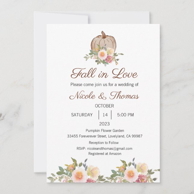 Convite de casamento, queda no casamento (Frente)