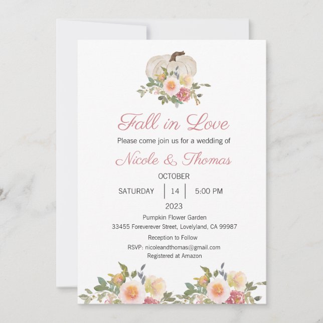 Convite de casamento, queda no casamento (Frente)