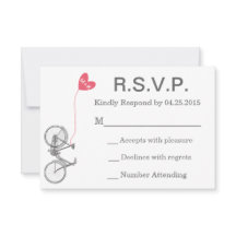 Convite de Casamento R.S.V.P. Bicicleta e Coração