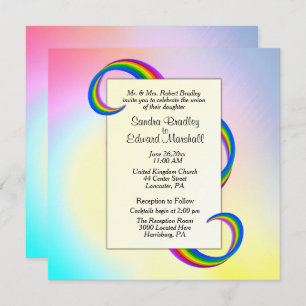 Convite De Casamento Rainbow Ribbon 5,25" x 5,25"