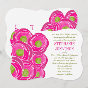 Convite de casamento Ranunculus do Limão Fuchsia M