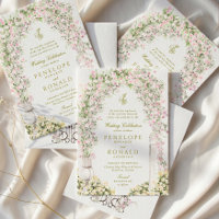 convite de casamento real com arco de jardim român