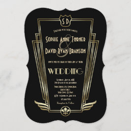 Convite de casamento Real Dourado de Deco Monogram