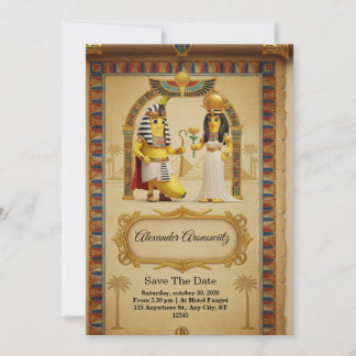 Convite de Casamento Real Egípcio – Faraó Elegante