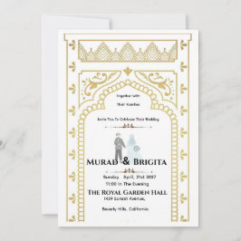 Convite de Casamento Real Indiano – Design Dourado