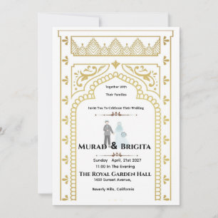 Convite de Casamento Real Indiano – Design Dourado