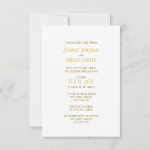 Convite de Casamento/Recepção Simple Gold - 3x5