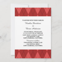 Convite de casamento Red Argyle