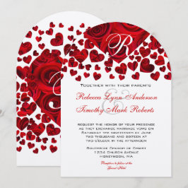 Convite de Casamento Red Heart Roses