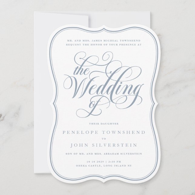Convite de Casamento Regency com Letra Elegante (Frente)