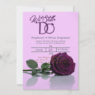 Convite de Casamento Renovação de Votos Purple Ros