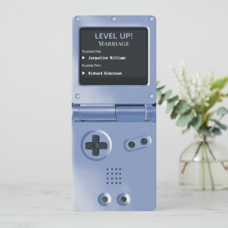 Convite de Casamento Retro Blue II Console de Jogo