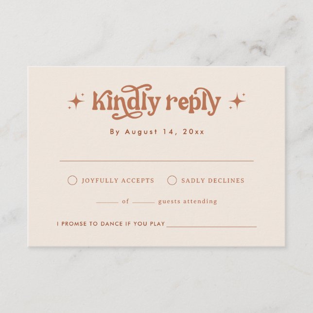 Convite de Casamento Retro, Boho Terracota (Frente)