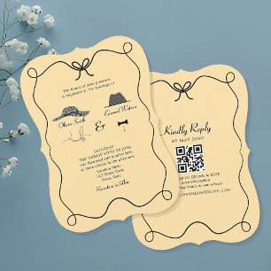 Convite de Casamento Retro com Código QR