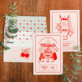 Convite de Casamento Retro Diner