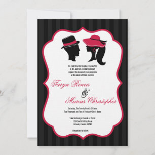 Convite de Casamento Retro Elegante de Chapéus Fo