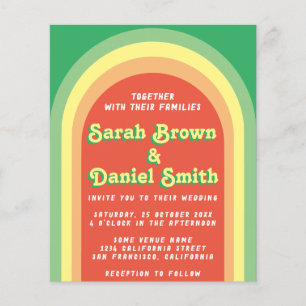 Convite de Casamento Retro Funky Arqueado Verde Ec