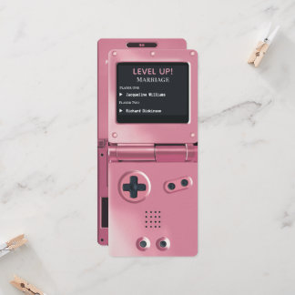 Convite de Casamento Retro Pink II Console de Jogo