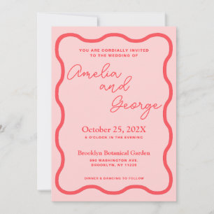 Convite De Casamento Retroativo De Onda Rosa