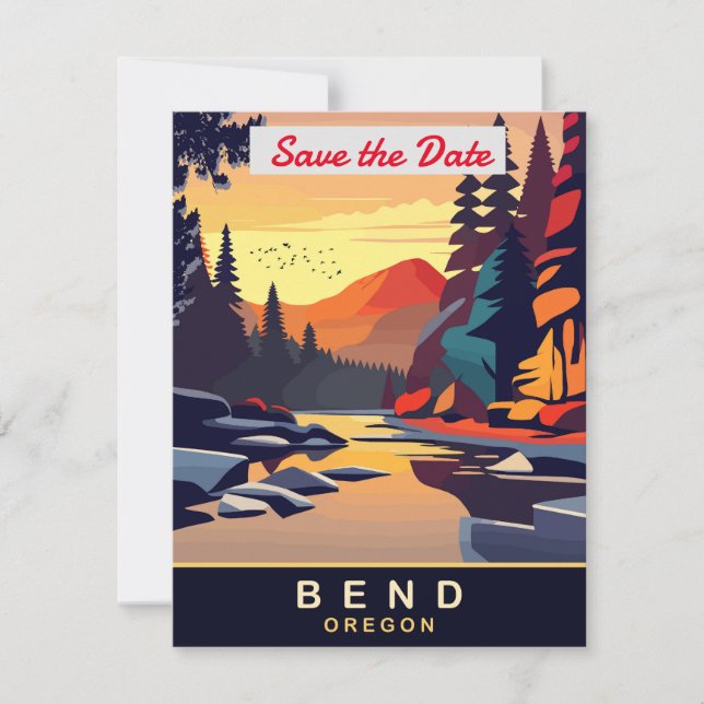 Convite de Casamento Rio Montanha Bend Oregon (Frente)