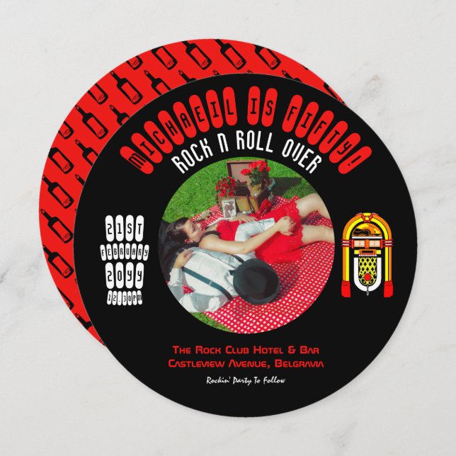 Convite de Casamento Rockabilly Vinil LP Disco (Frente/Verso)