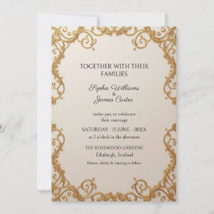 Convite de Casamento Rolo Barroco Dourado