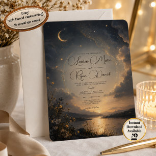 Convite de Casamento Romance Celestial