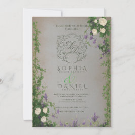 Convite de Casamento Romance de Jardim Medieval