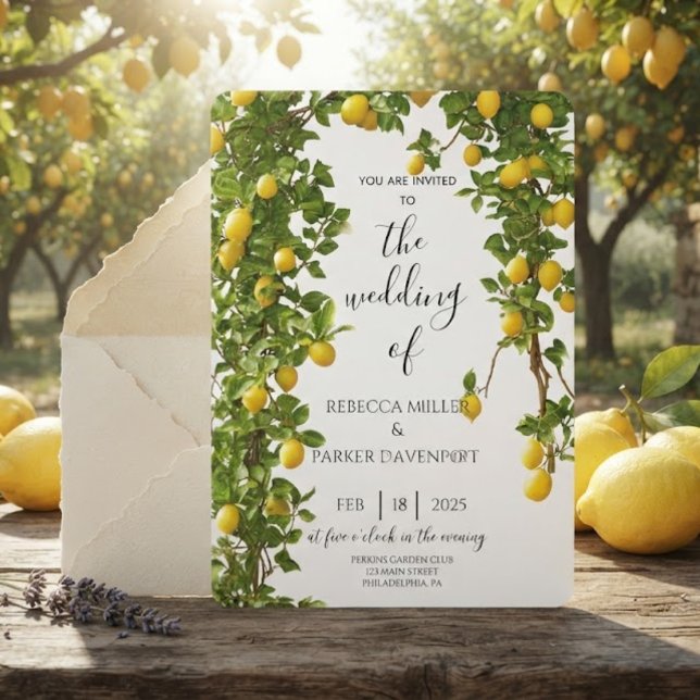 Convite de Casamento Romance do Pomar de Limão (Criador carregado)