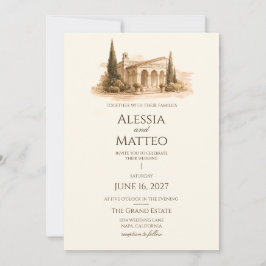 Convite de Casamento Romance Vila Toscana