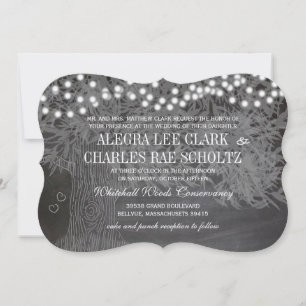Convite de Casamento Romântico Árvore Floresta Qua