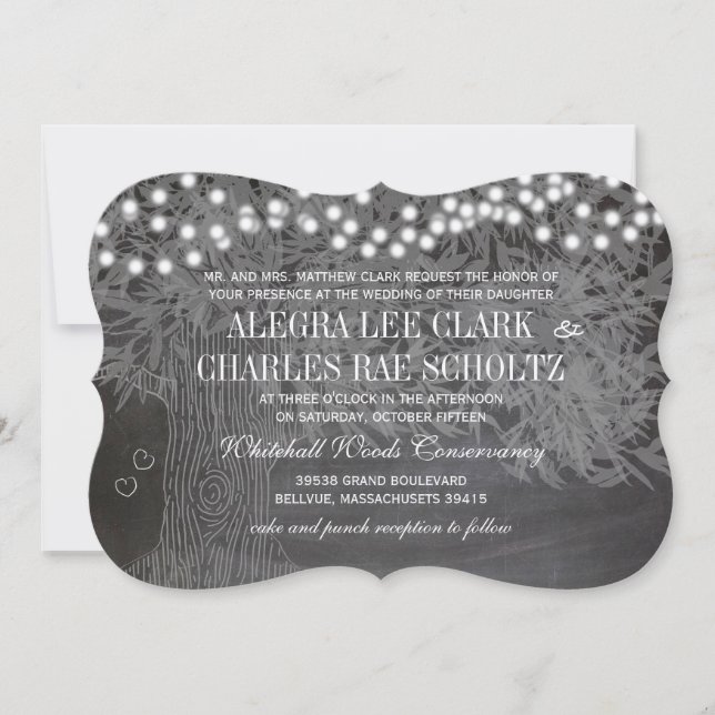 Convite de Casamento Romântico Árvore Floresta Qua (Frente)