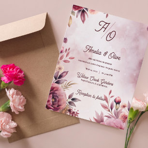 Convite de Casamento Romântico Bege Etéreo Mauve