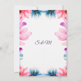 Convite de Casamento Romântico Blush & Azul