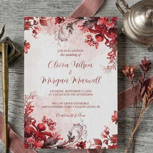 Convite de Casamento Romântico com Aquarela Floral