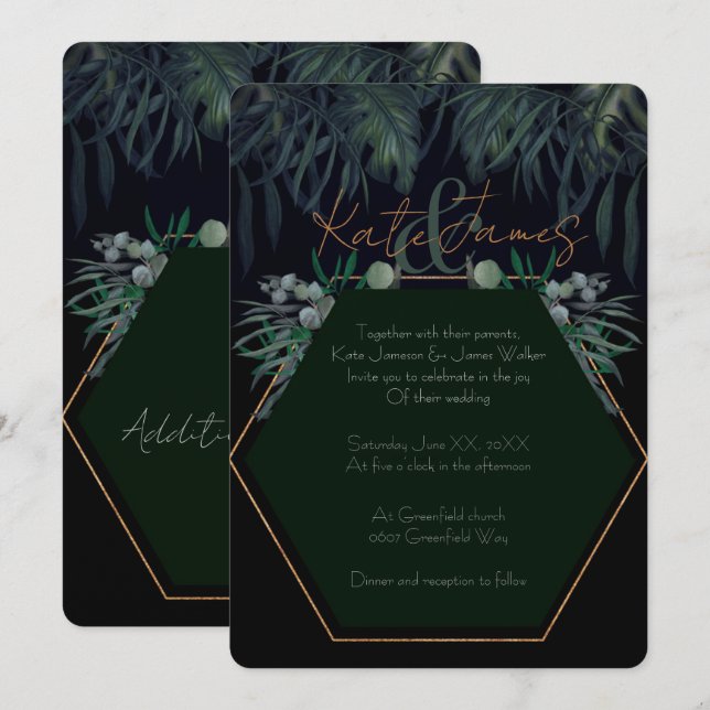 Convite de Casamento Romântico com Ilustrações de  (Frente/Verso)