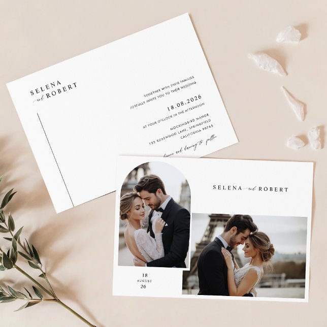 Convite de casamento Romântico de Fotos | Moderno  (Criador carregado)