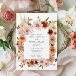 Convite de Casamento Romântico de Jardim de Outono