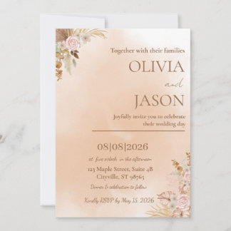Convite de Casamento Romântico Elegante