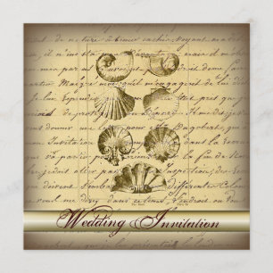 Convite de Casamento Romântico Elegante de Concha