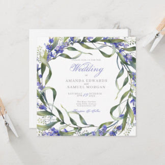 Convite de Casamento Romântico Eucalipto & Lavanda