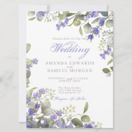 Convite de Casamento Romântico Eucalipto & Lavanda