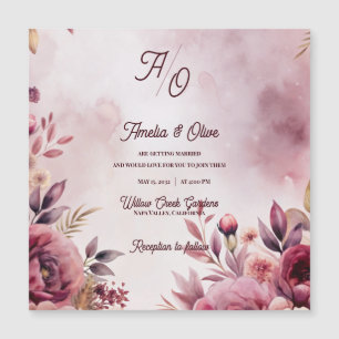 Convite de Casamento Romântico Floral Bege Malva