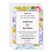 Convite de Casamento Romântico Floral Rosa Moderno